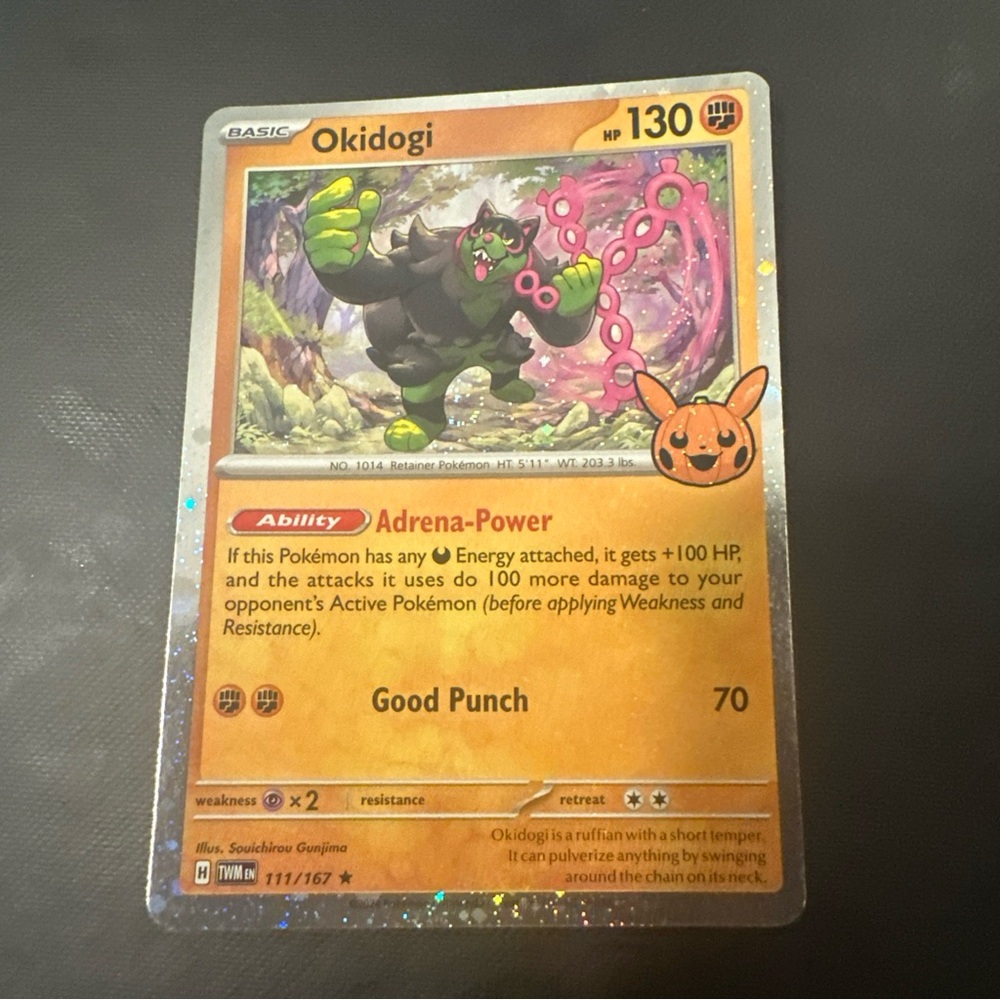 Okidogi FART SWIRL + ERROR COSMOS HOLO BLEED 111/167 Pokemon TCG Card TWM